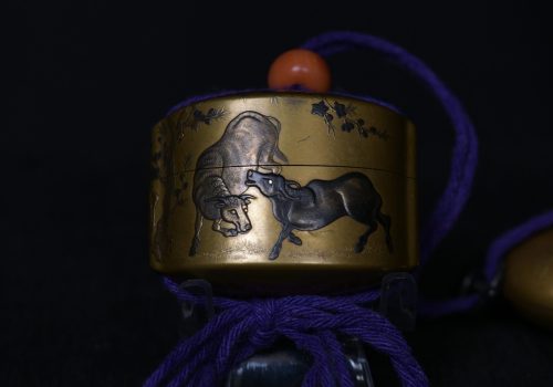 Inro Makie horses and oxen