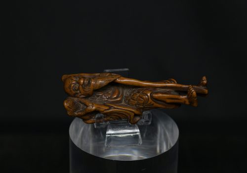 Netsuke sennin toad wood