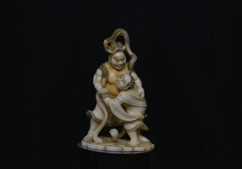 Okimono Fudo wrestling ivory