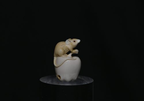 Netsuke rat and apple ivory