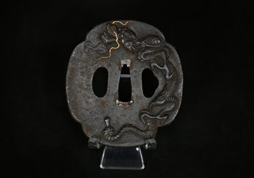 Iron dragon Edo tsuba for sale