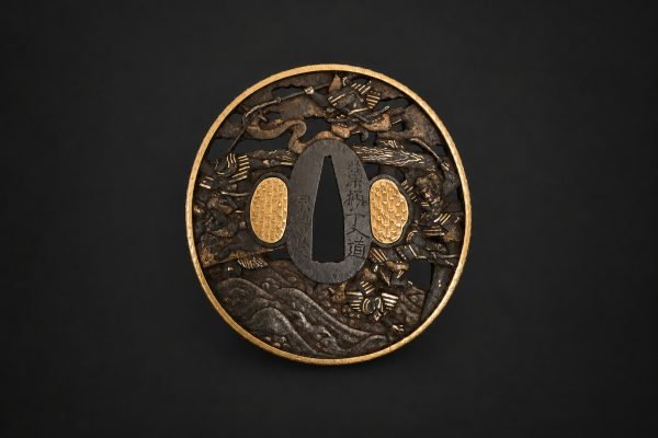 Eisen-Sukashi-Tsuba – Gewundener Drache Ryū (Copy)