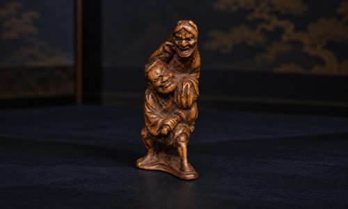 Katabori Netsuke carving - Reading a Hannya and Samurai scene