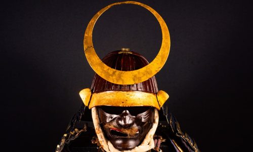 Edo period samurai Kabuto with crescent moon crest