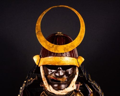 Edo period samurai Kabuto with crescent moon crest