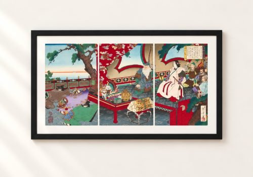 Toshikata Mizuno Ukiyo-e Triptych – Empress Jingū and Envoys in Korea