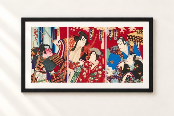 Toyohara Kunichika Ukiyo-e Triptych – Gion Sairei Shinkōki 1883