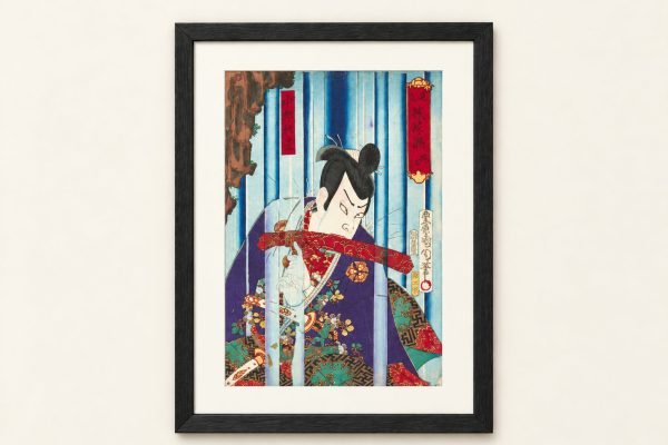 Toyohara Kunichika Ukiyo-e – Actor Nakamura y cascada